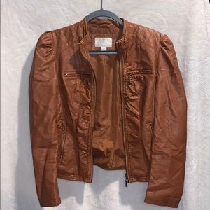 Xhileration Brown Faux Leather Jacket | Large